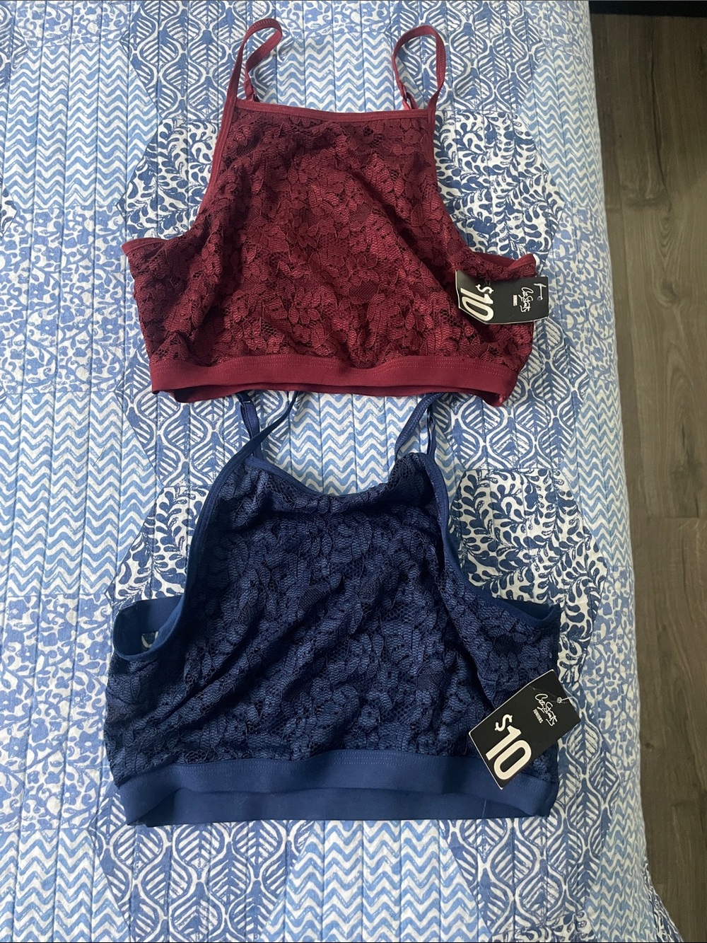 Lace Bralette Bundle-Burgundy, Navy Blue, Purple & Brown-Rust - Picture 2 of 6